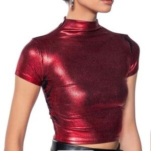 Red metallic crop top